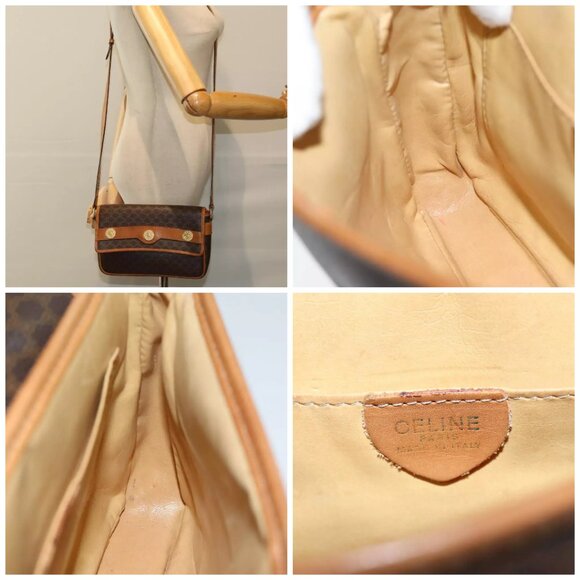 CELINE Macadam Canvas Shoulder Bag PVC Brown - Picture 16 of 16